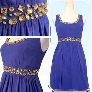 Purple cocktail Sleeveless Dress with gem accents